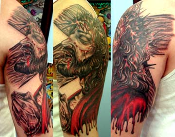 Tattoos - Dark Skin tattoos - jesus cover up